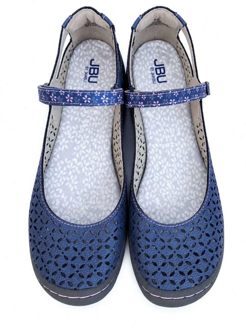 JBU by Jambu Blue Mary Jane Flats Size 8 Floral Cutout Cottagecore Comfort